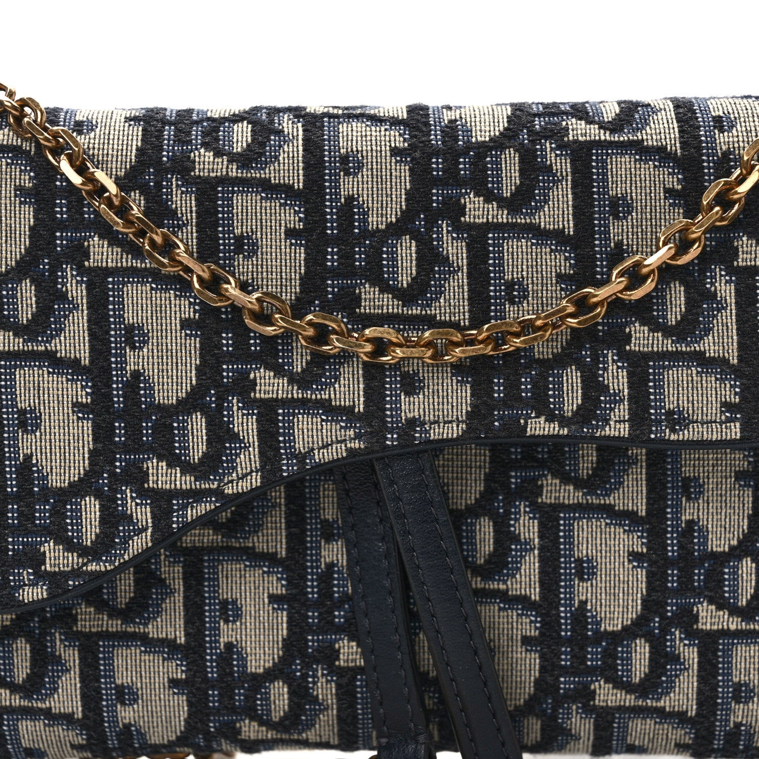 Christian Dior Oblique Saddle Chain Long Wallet Blue 8 of 11