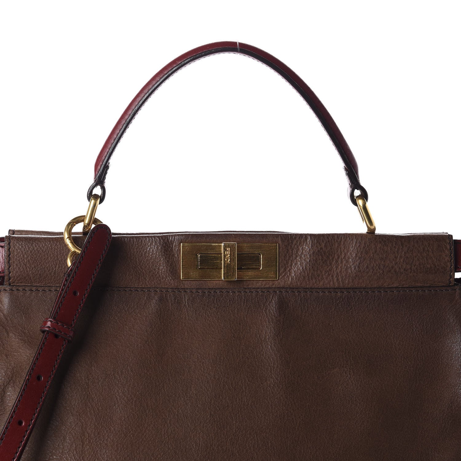 Fendi Buffalo Vitello Large Peekaboo Iconic Satchel Moro Granada 12 of 12