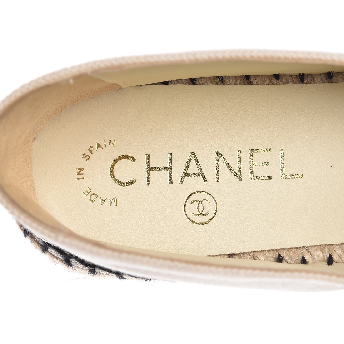Fabric Biarritz CC Espadrilles 39 Beige Black
