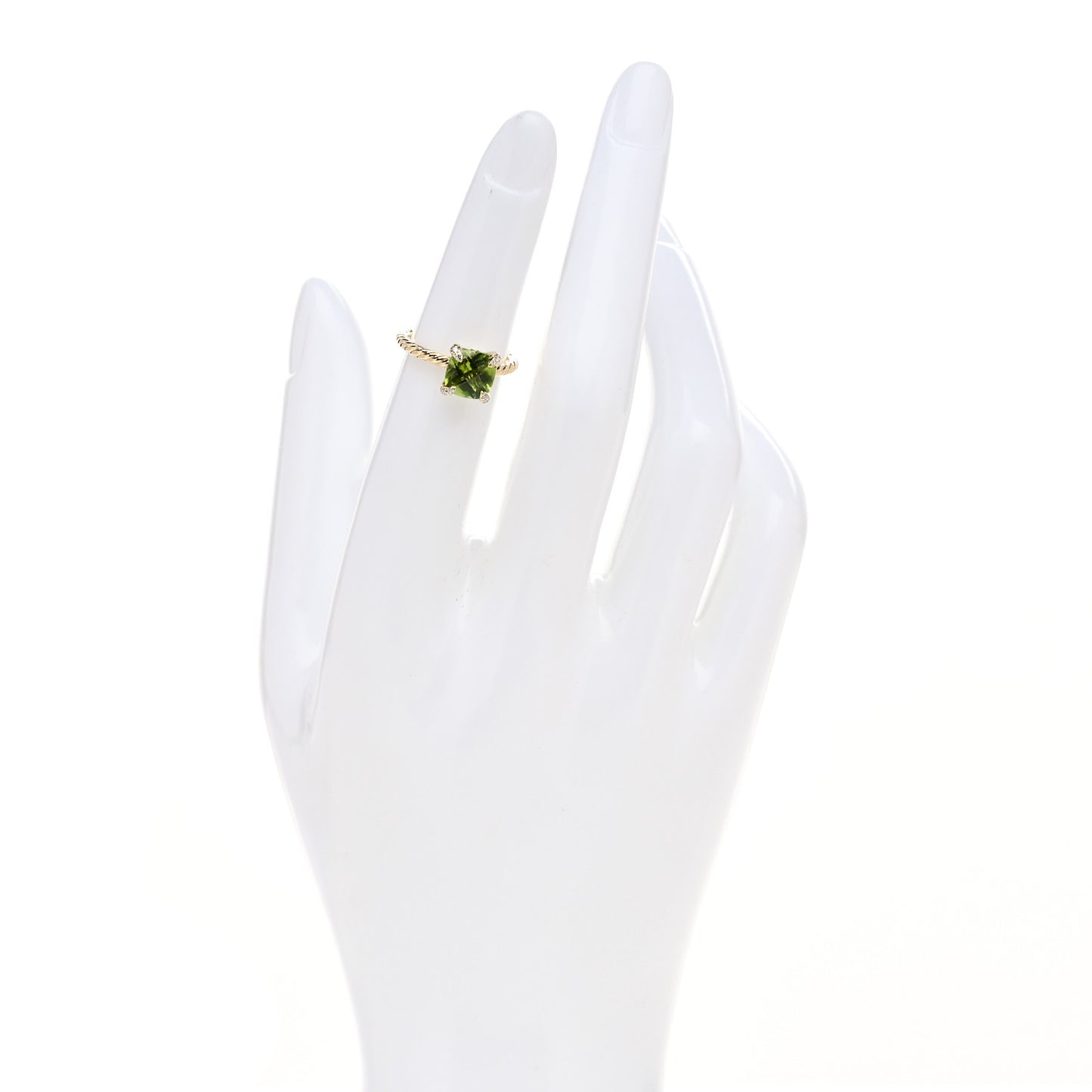 18K Yellow Gold Diamond Peridot 7mm Chatelaine Ring 46 3.75
