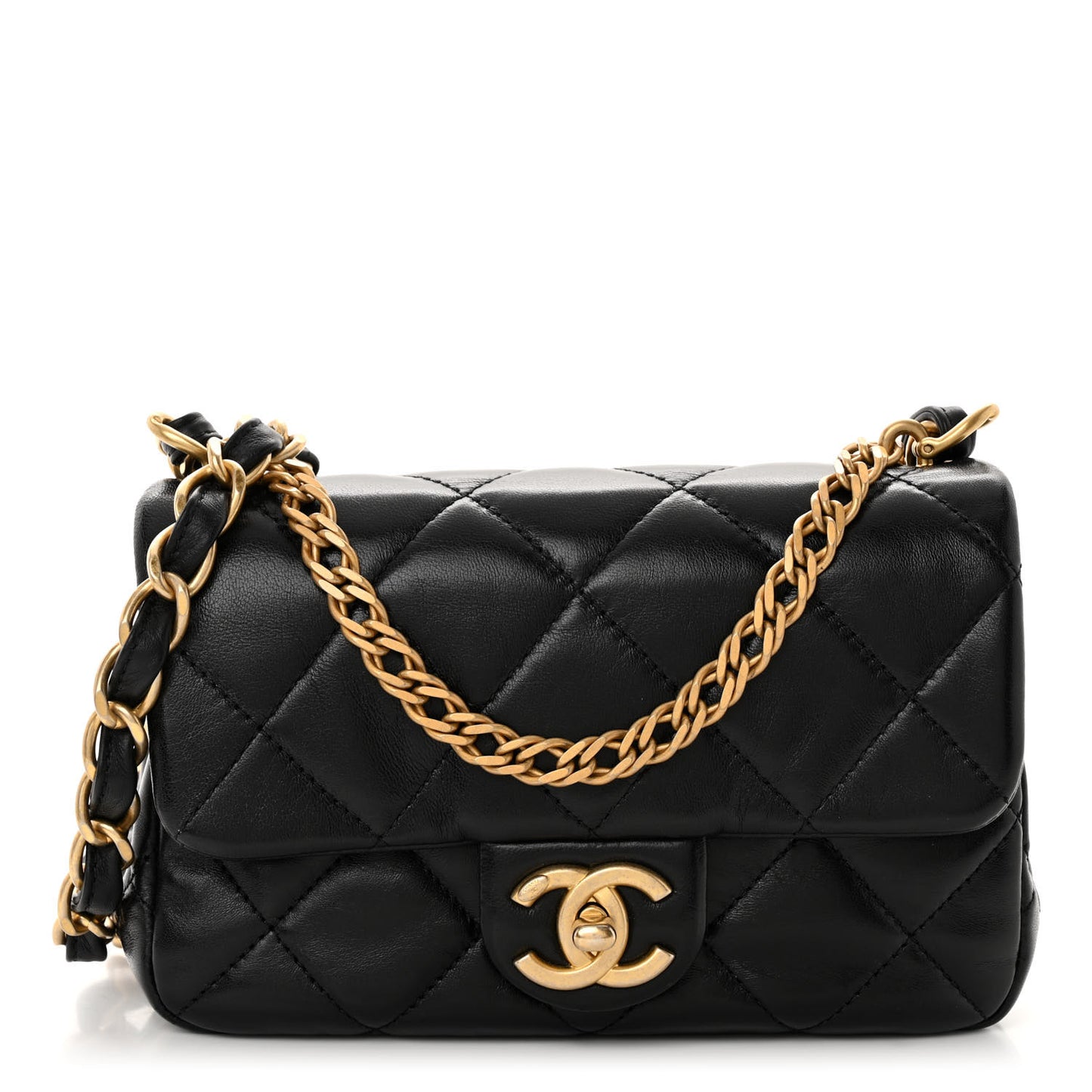 Lambskin Quilted Small Fancy Jewel Flap Black