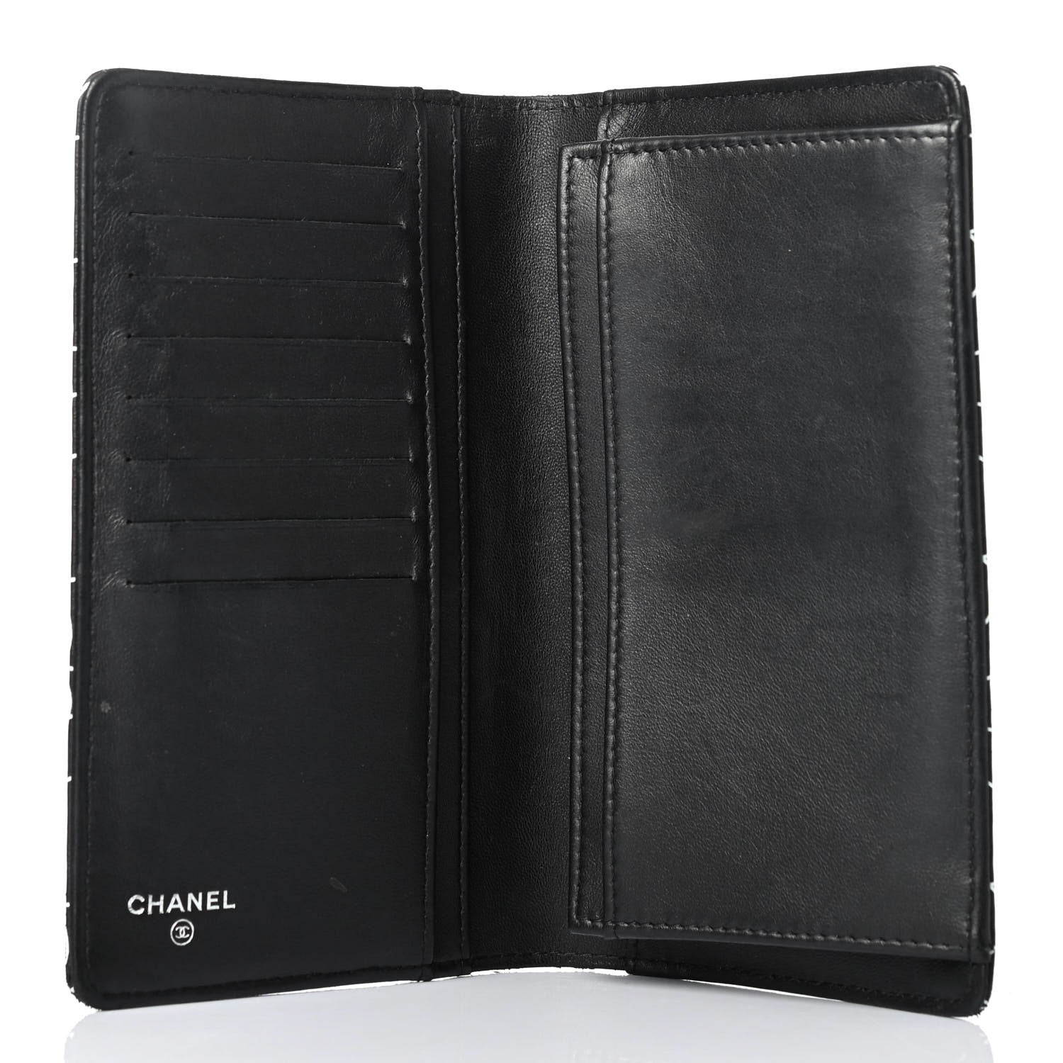 Chanel Lambskin Camellia Embossed Yen Wallet Black 4 of 4