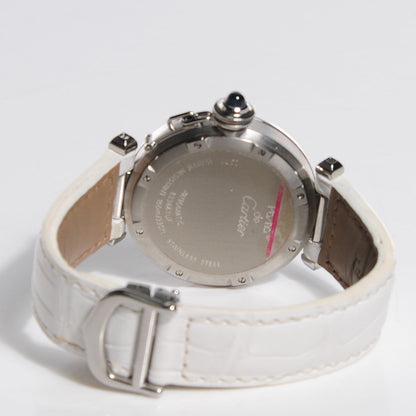 Cartier Stainless Steel Alligator Mother of Pearl 35mm Pasha C Automatic Watch 7 of 8