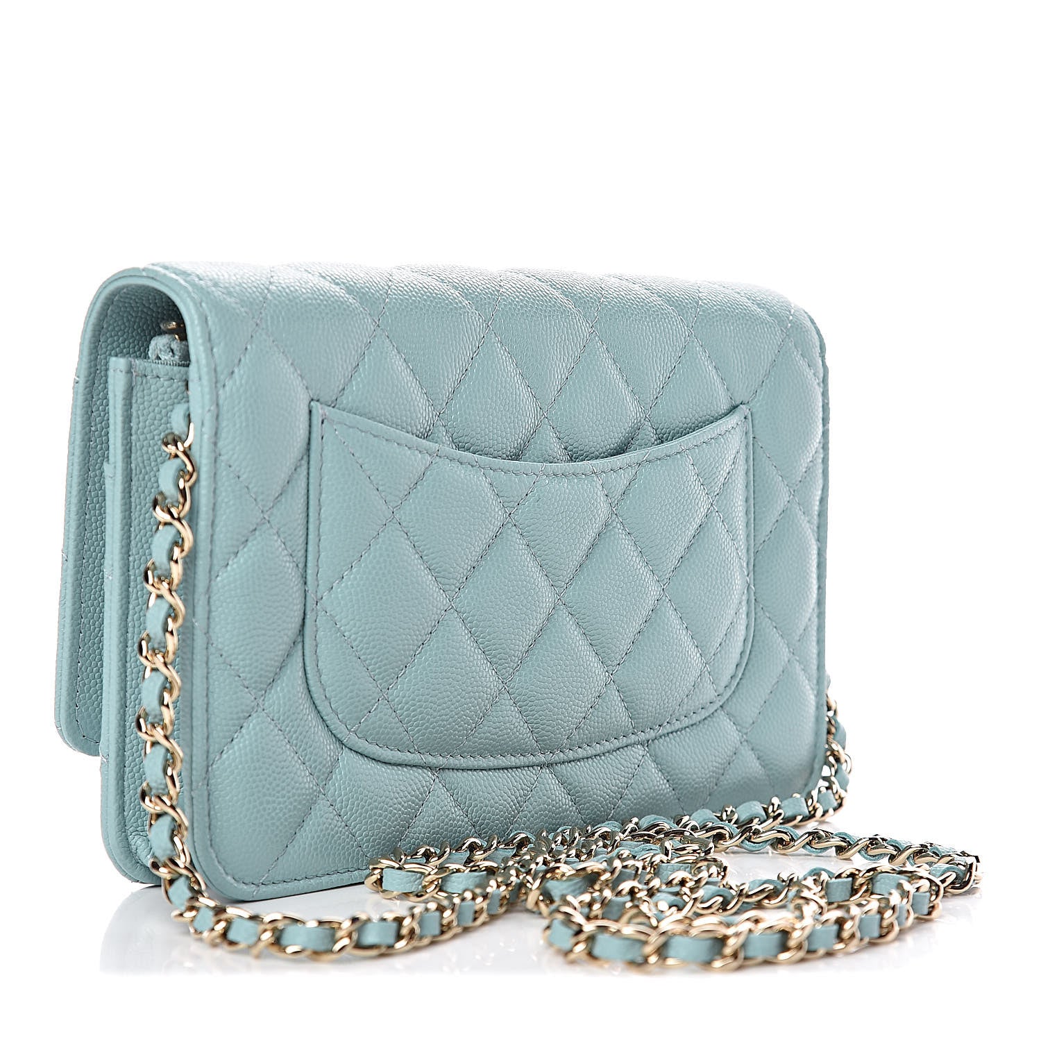 Chanel Caviar Quilted Wallet On Chain WOC Light Blue 3 of 12