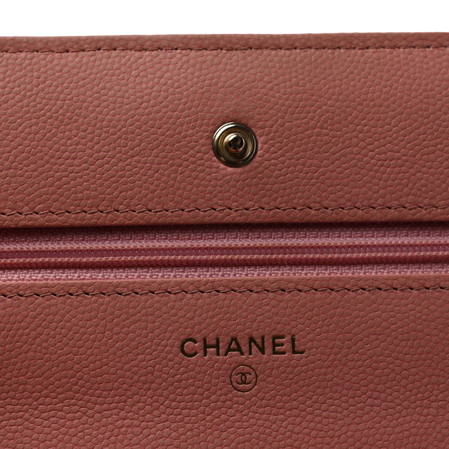 Chanel Caviar Chevron Quilted Wallet On Chain WOC Pink 6 of 14