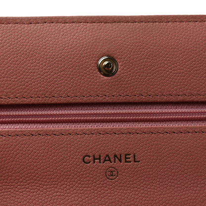 Chanel Caviar Chevron Quilted Wallet On Chain WOC Pink 6 of 14