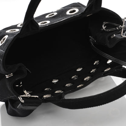 Prada Canvas Canapa Grommet Small Tote Nero Black 6 of 7