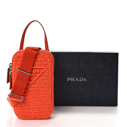 Prada Yarn Raffia Effect Crochet Mini Crossbody Bag Arancio 10 of 10