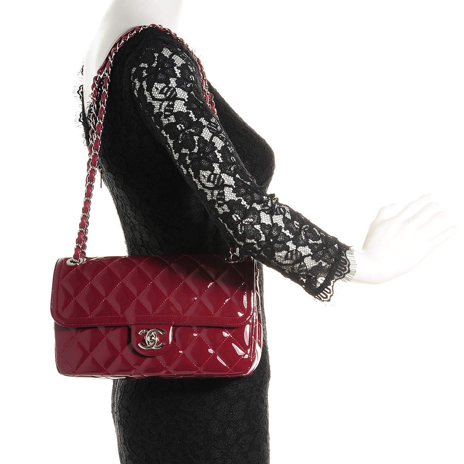 Chanel Patent Quilted Large Coco Shine Flap Burgundy 2 of 8