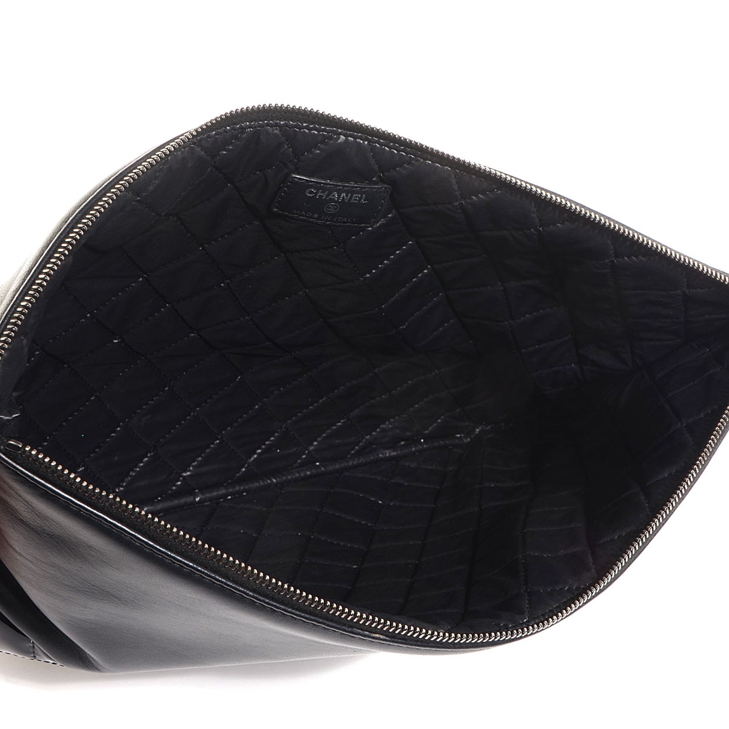 Patent Quilted Lambskin Large Cosmetic Case Black