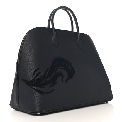 Hermes Togo Tufting Chimeres Dragon 1923 Bolide 45 Black Bleu Lin 3 of 13