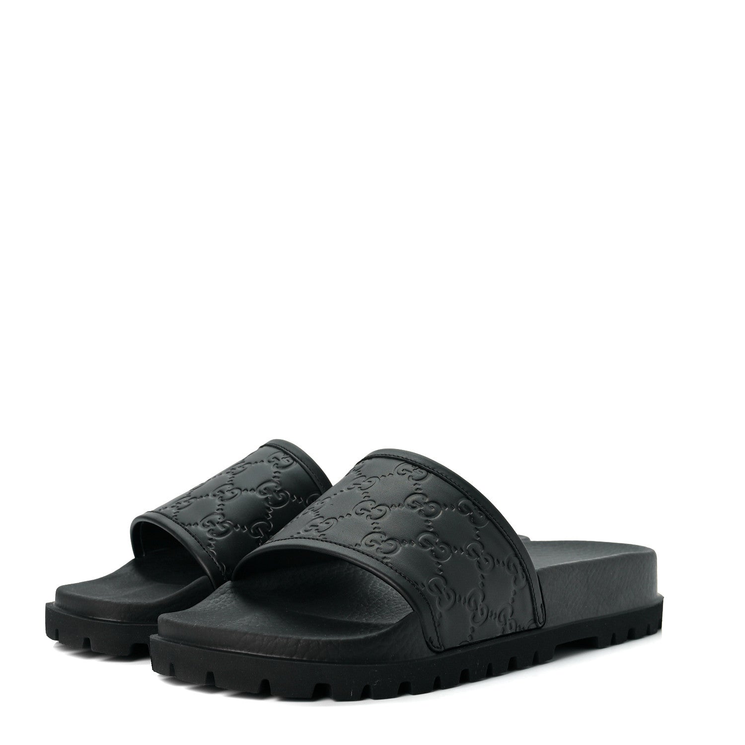 Gucci Guccissima Mens Lug Sole Slide Sandals 8 Black 2 of 8