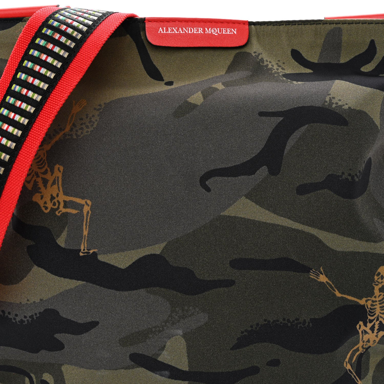 Alexander McQueen Nylon Camouflage Dancing Skeleton Messenger Bag Red 8 of 10