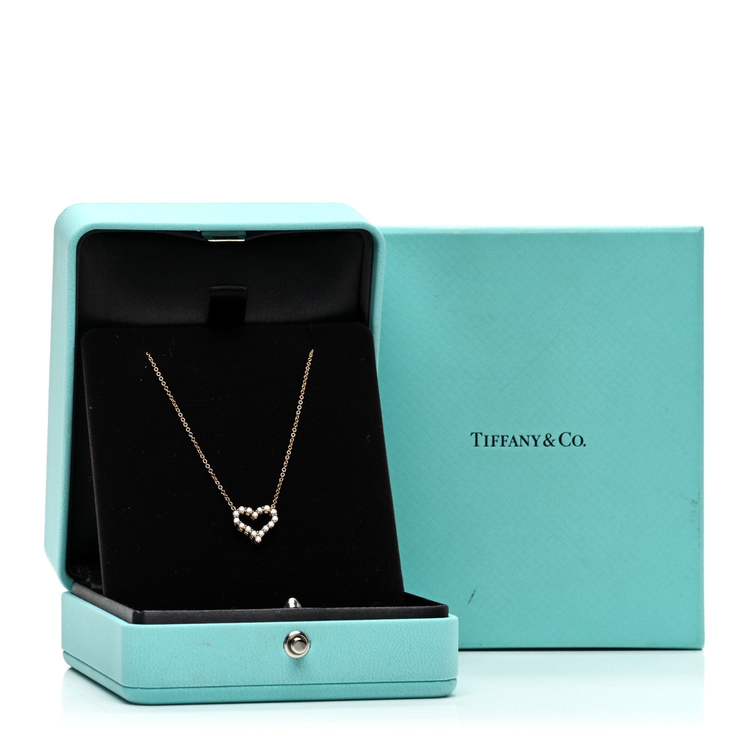 Tiffany 18K Yellow Gold Diamond Mini Heart Pendant Necklace 5 of 5