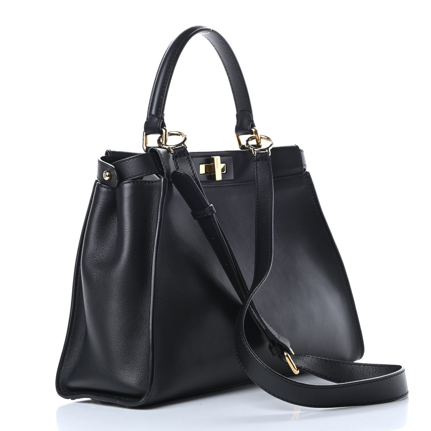 Vitello Seta Shiny Nappa Medium Peekaboo Iconic Satchel Black