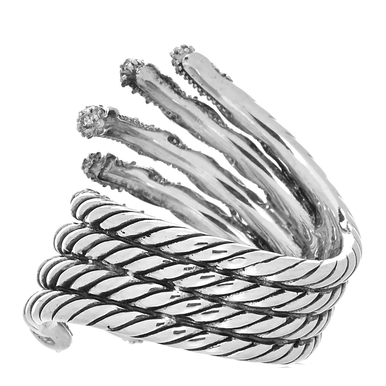 David Yurman Sterling Silver Diamond Willow Open Four Row Ring 50 5.5 3 of 4