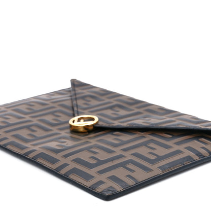 Fendi Vitello Soft F is Fendi Bi-Color FF 1974 Embossed Envelope Pouch Maya Black 13 of 13