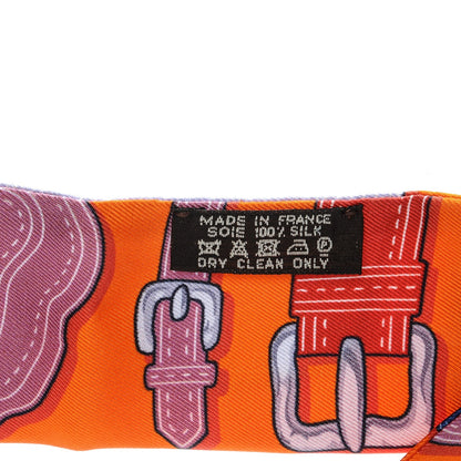 Hermes Silk Harnais Des Presidents Twilly Orange Violet Rose 3 of 5