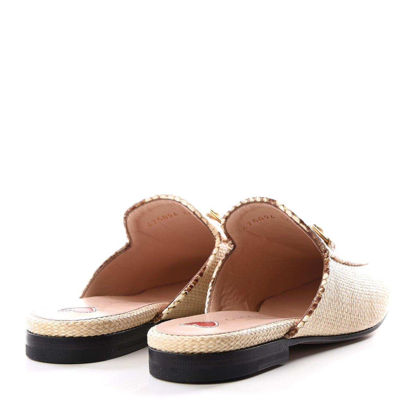 Straw Elaphe Womens Princetown Slippers 36 Natural Cream Brown