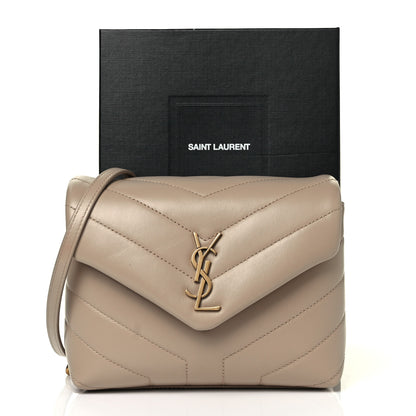 Saint Laurent Calfskin Y Quilted Monogram Toy Loulou Crossbody Bag Dark Beige 10 of 10