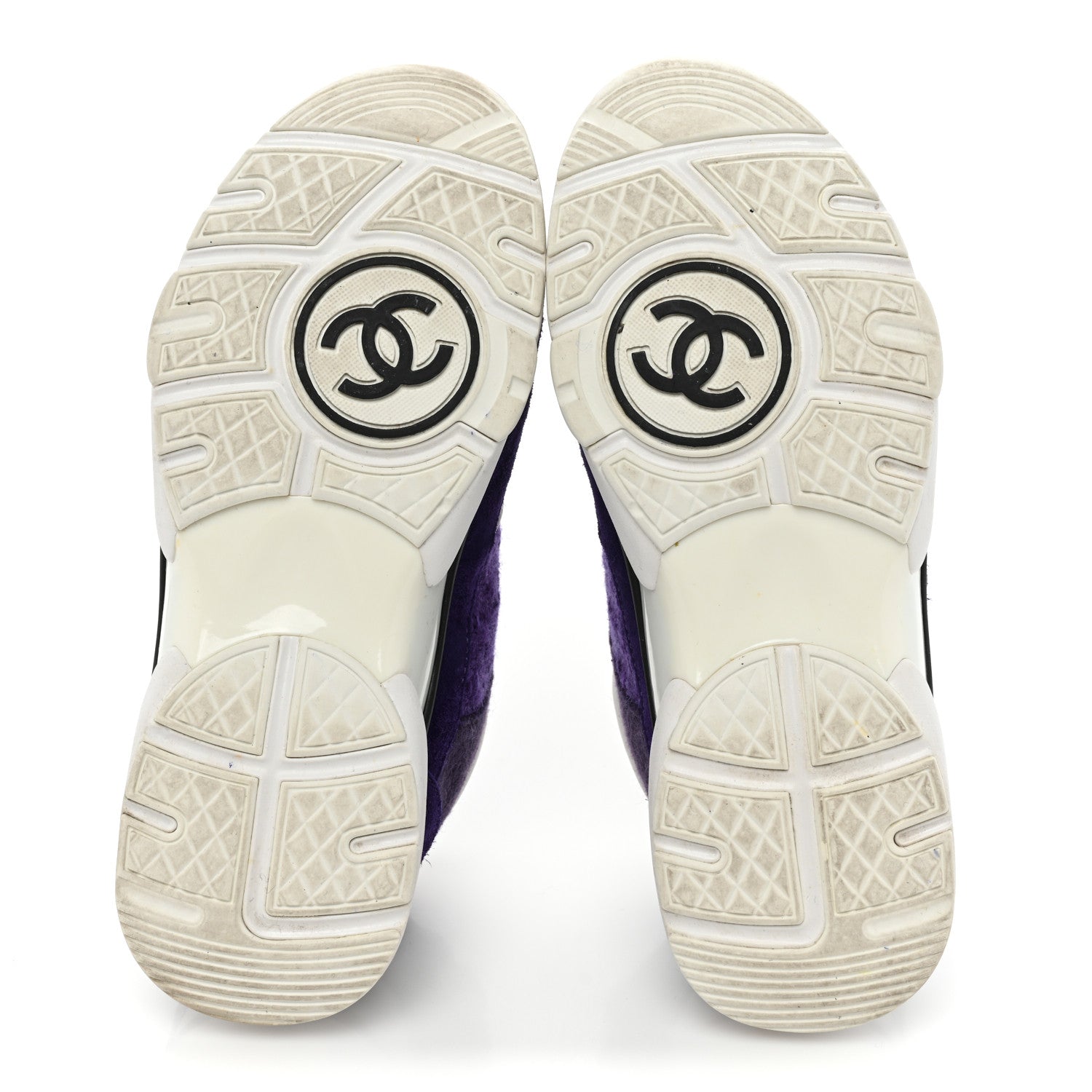 Chanel Suede Tweed Felt CC Sneakers 37 Purple 5 of 12