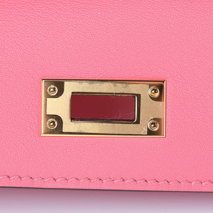 Hermes Swift Kelly Cut Clutch Pochette Rose Azalee 22 of 27