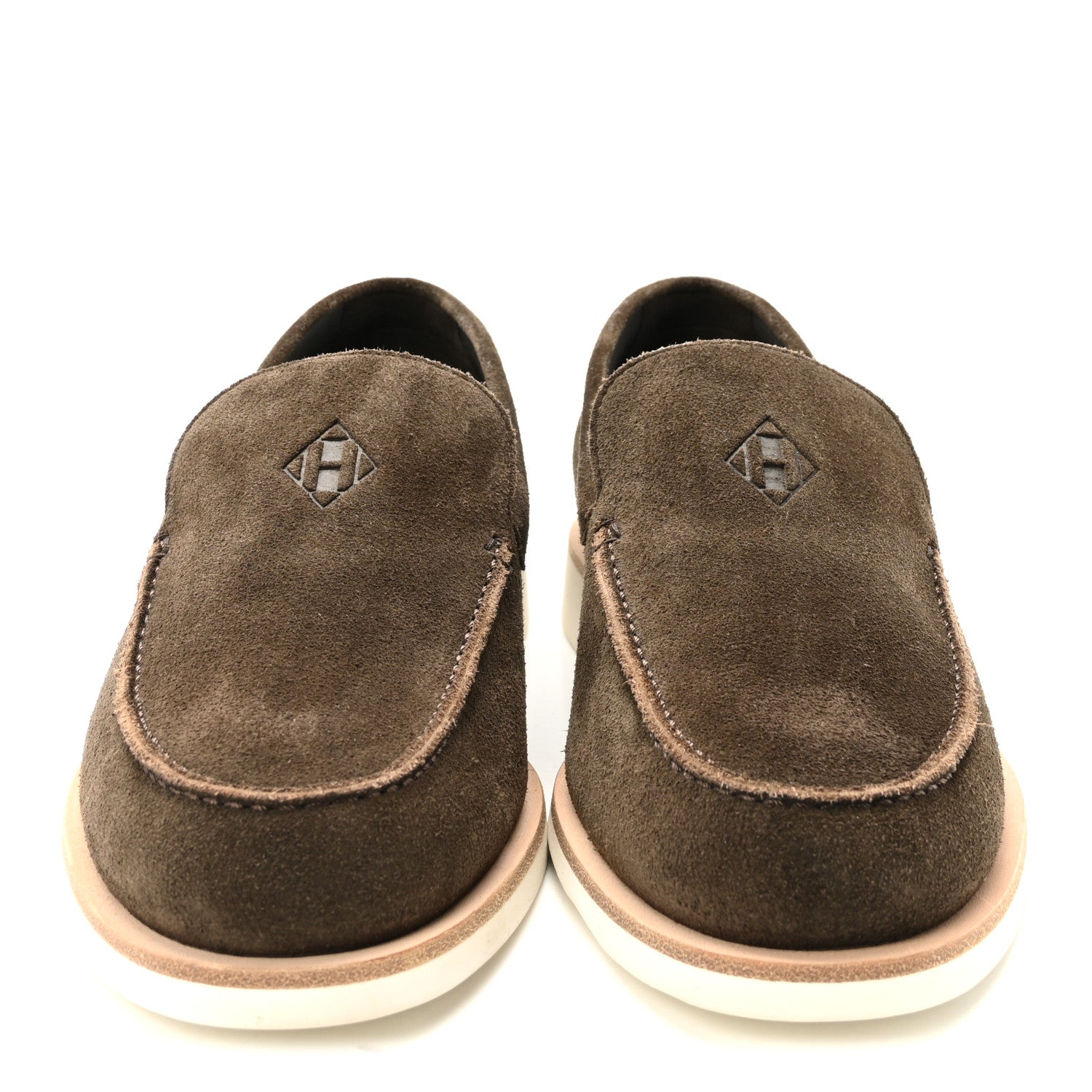 Hermes Suede Calfskin Mens Low Loafers 41.5 Ecorce 3 of 10