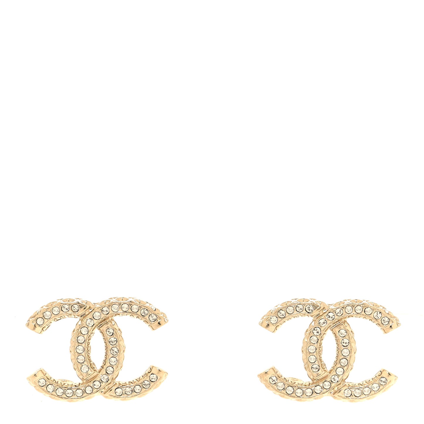 Metal Crystal CC Earrings Gold