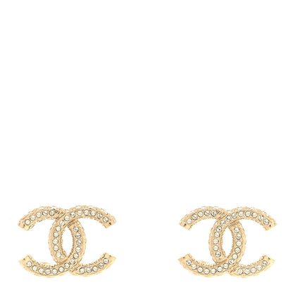 Chanel Metal Crystal CC Earrings Gold 1 of 5