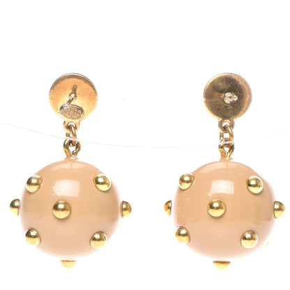 Chanel Resin Studded CC Drop Earrings Beige Gold 2 of 4