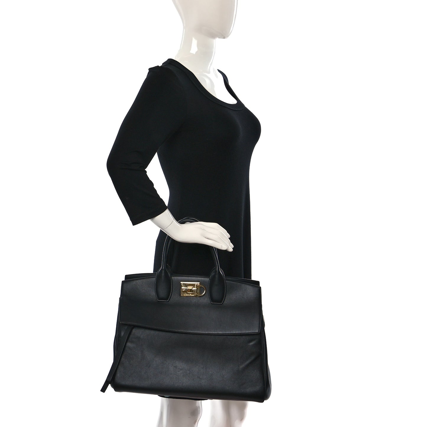 Calfskin Medium Studio Bag Black