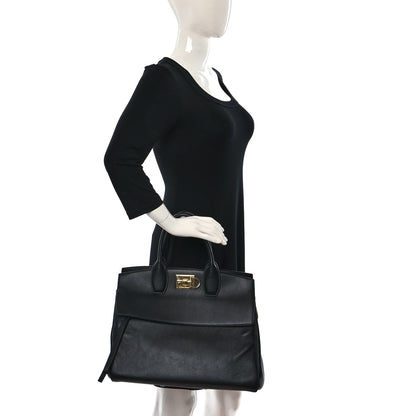 Salvatore Ferragamo Calfskin Medium Studio Bag Black 2 of 16
