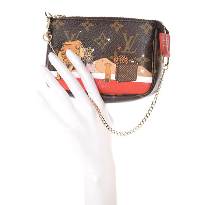 Louis Vuitton Monogram 2018 Christmas Animation Mini Cats Pochette Accessories 2 of 8