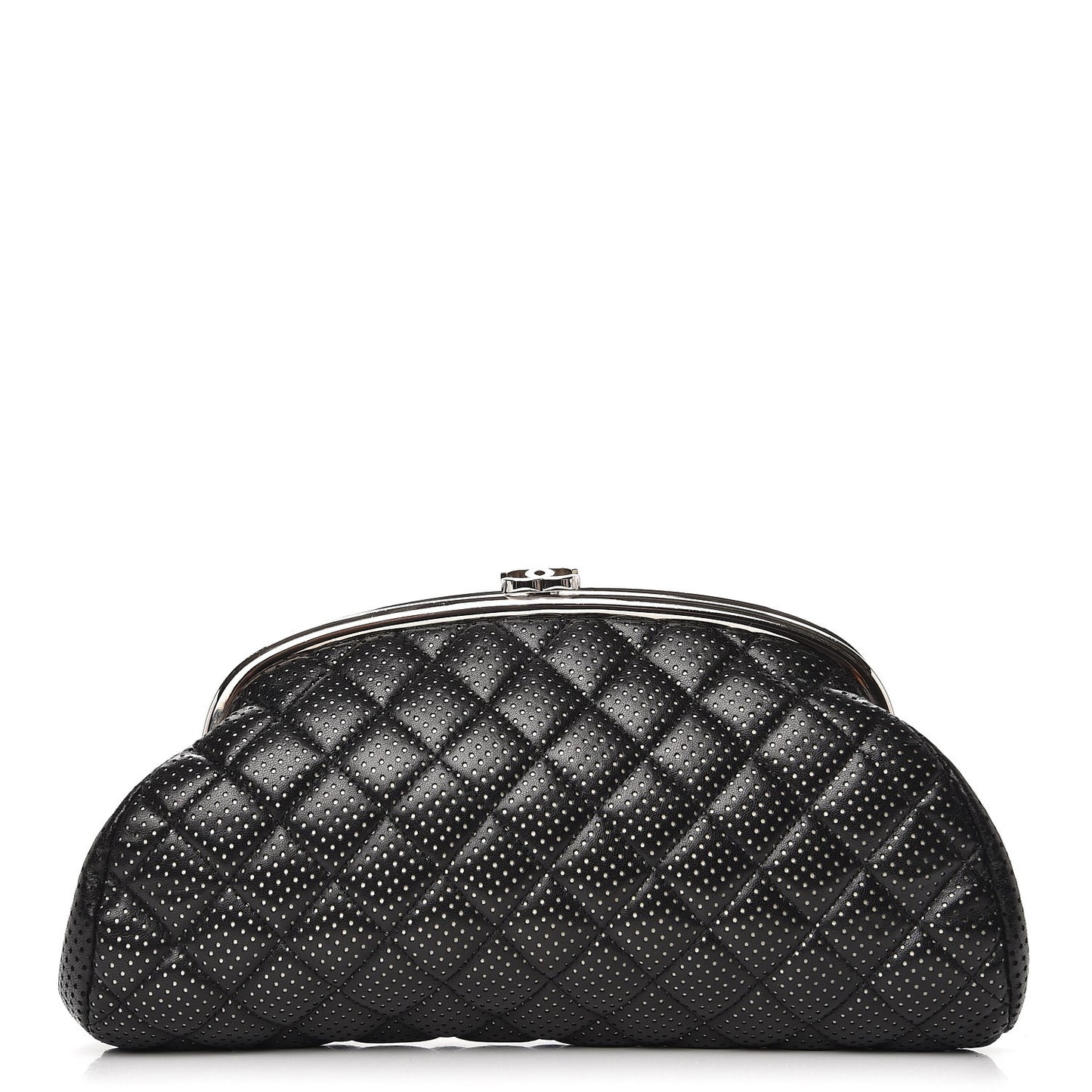 Lambskin Perforated Timeless Clutch Black
