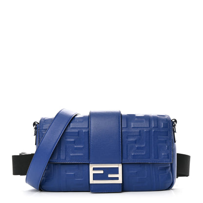 Fendi Nappa FF 1974 Embossed Belt Baguette Bag Blue Neon 1 of 16