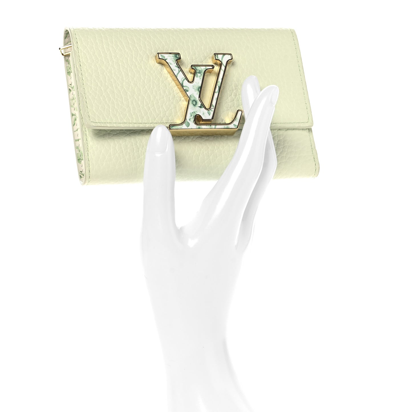 Taurillon Karung Capucines Compact Wallet Vert D'eau Green