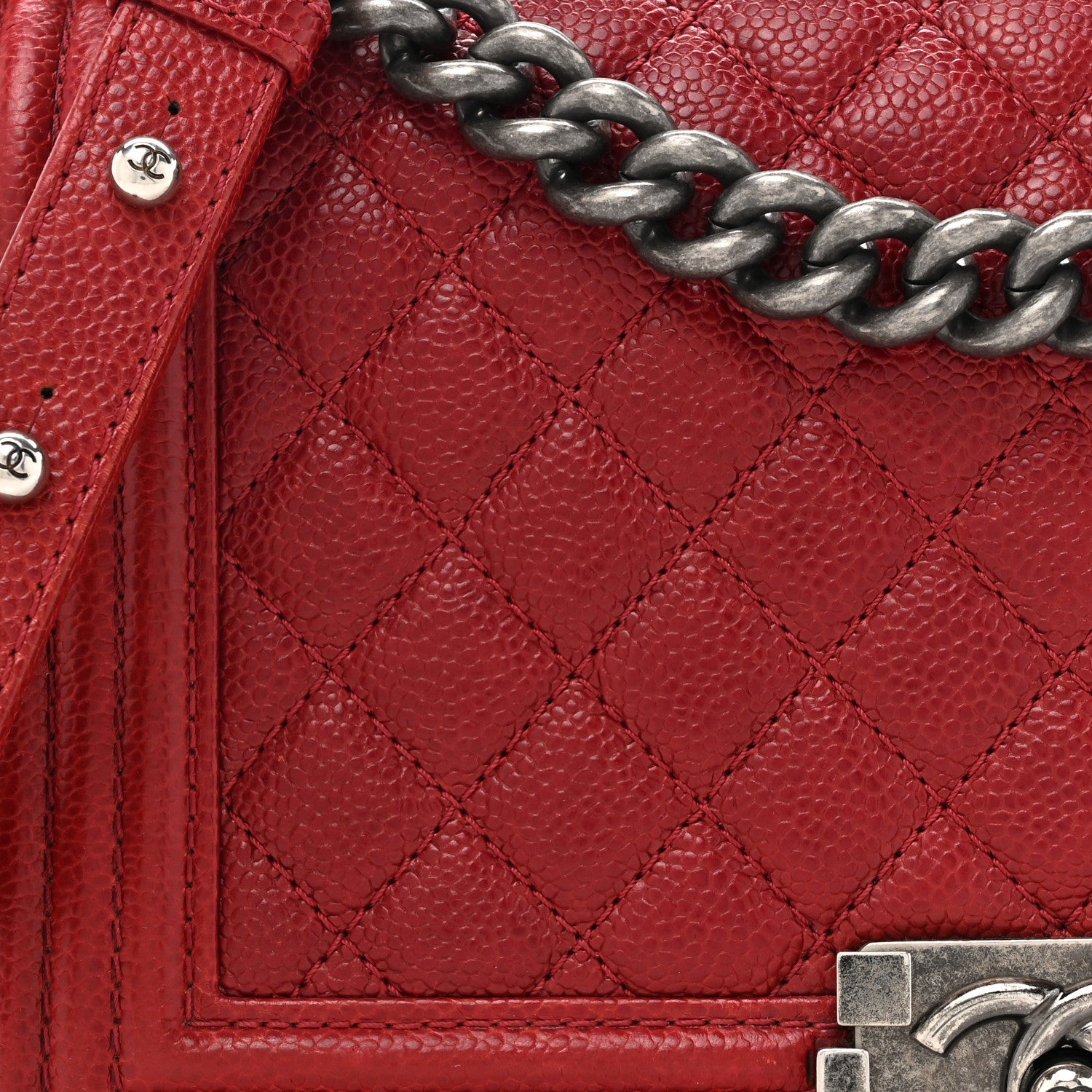 Chanel Caviar Quilted Medium Boy Flap Red 8 of 15