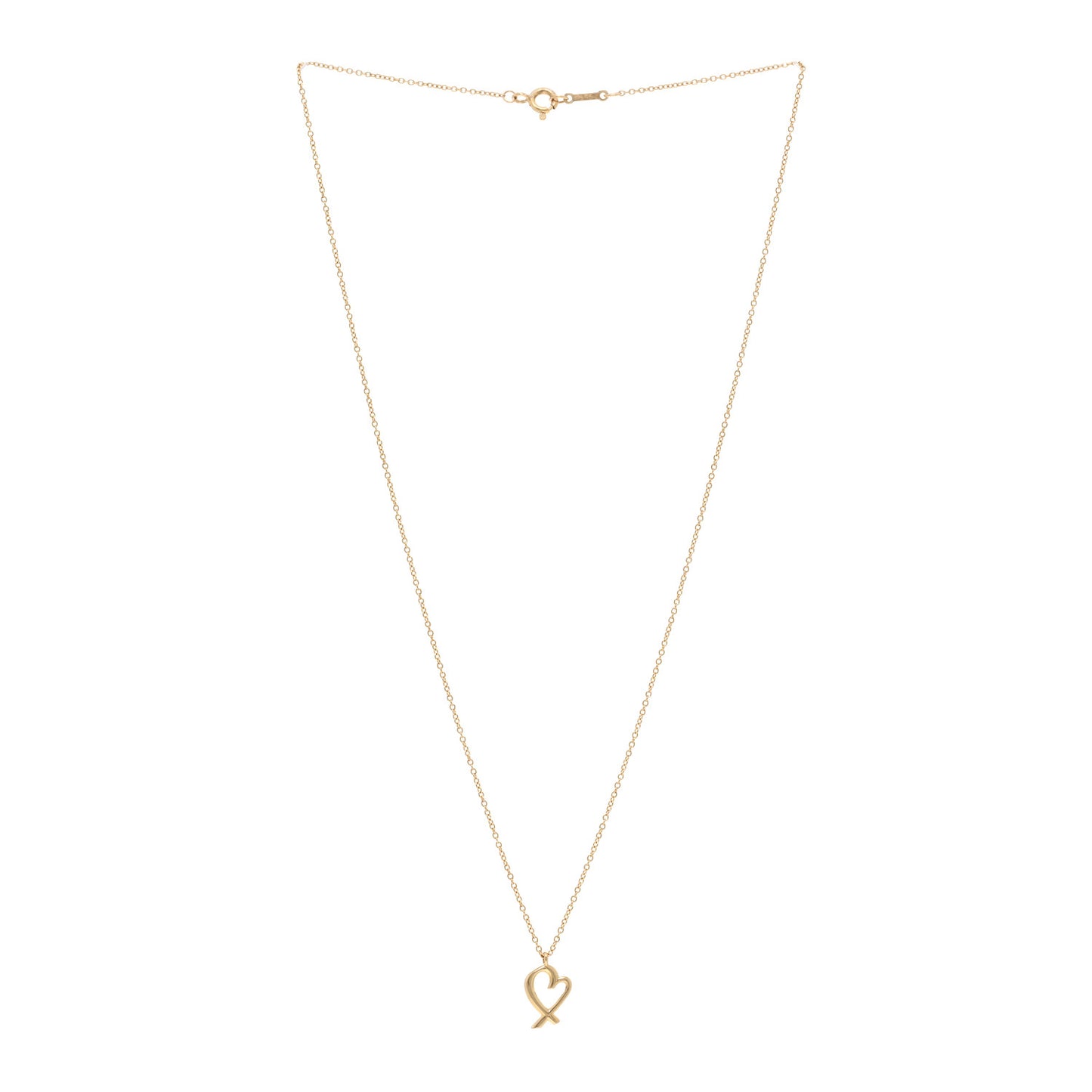 18K Yellow Gold Mini Paloma Picasso Loving Heart Drop Pendant Necklace