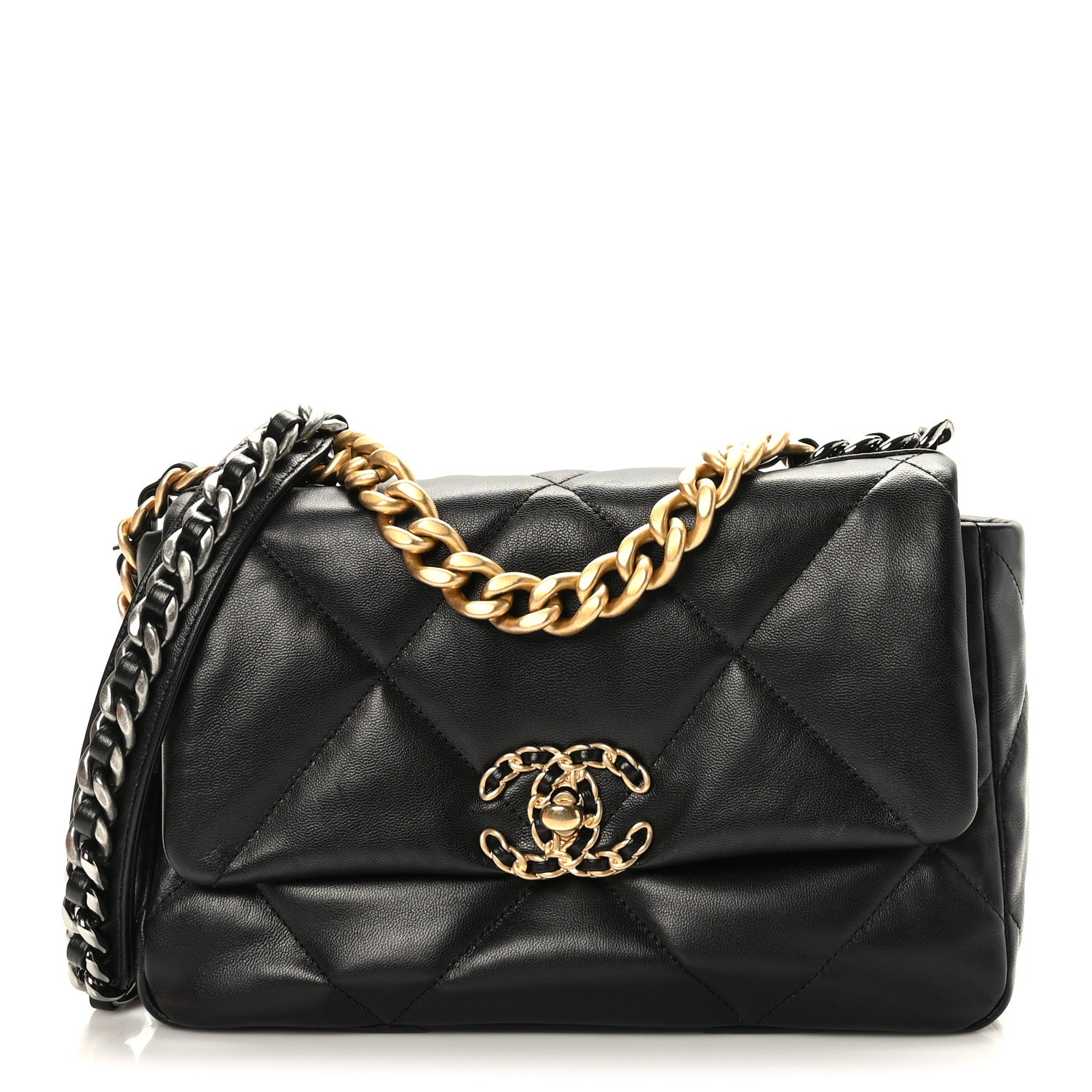 Chanel Shiny Goatskin Quilted Medium Chanel 19 Flap Black 1 of 10
