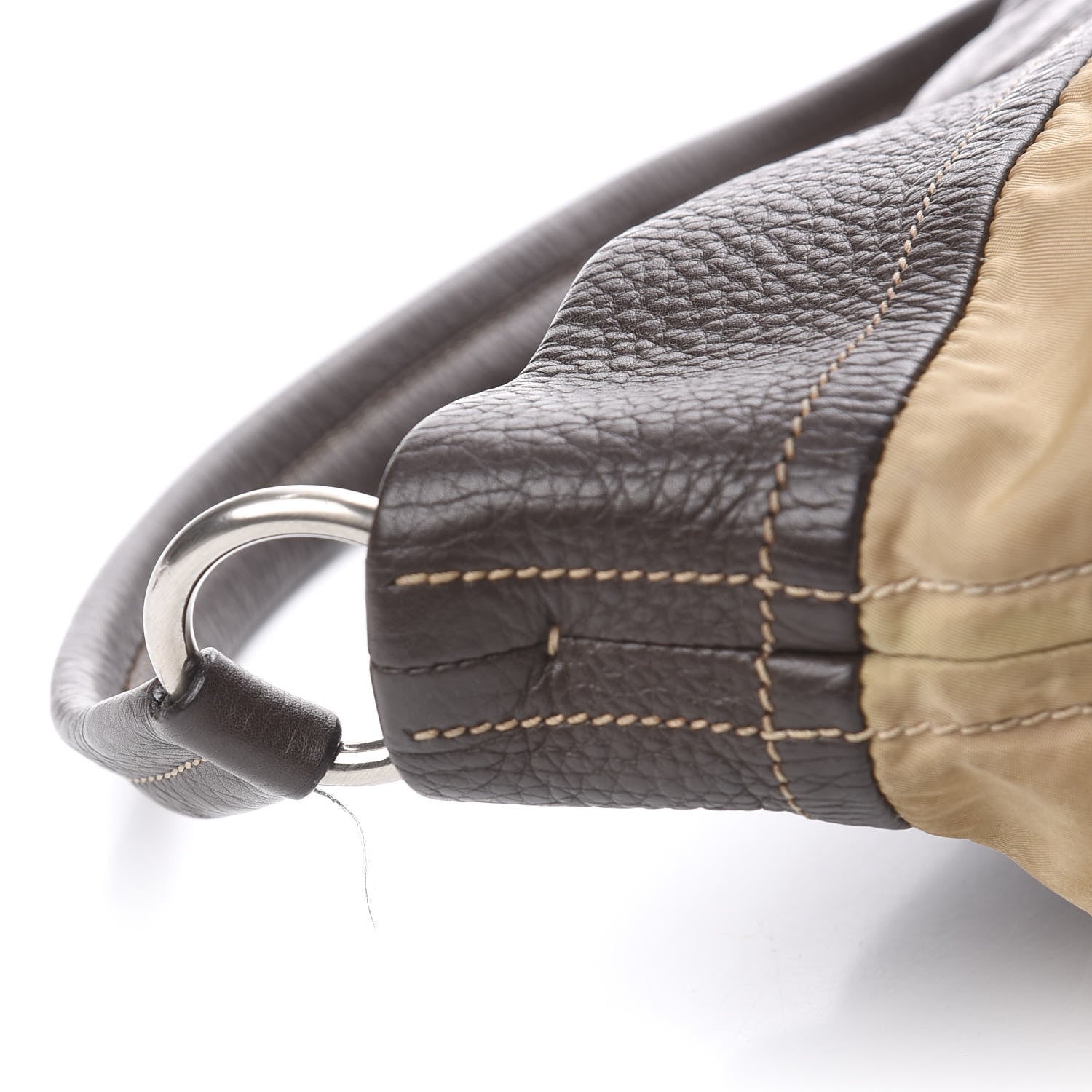 Prada Nylon Tessuto Vitello Daino Hobo Cammello Caffe 16 of 18