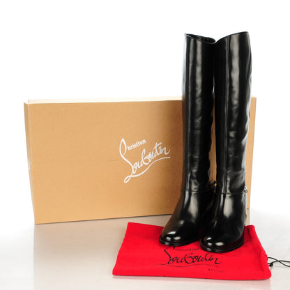 Christian Louboutin Calfskin Cate Chain Flat Tall Boots 37 Black 7 of 7