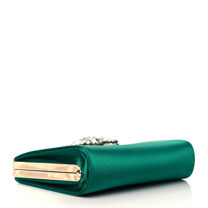 Jimmy Choo Satin Crystal Leonis Clutch Green 3 of 10