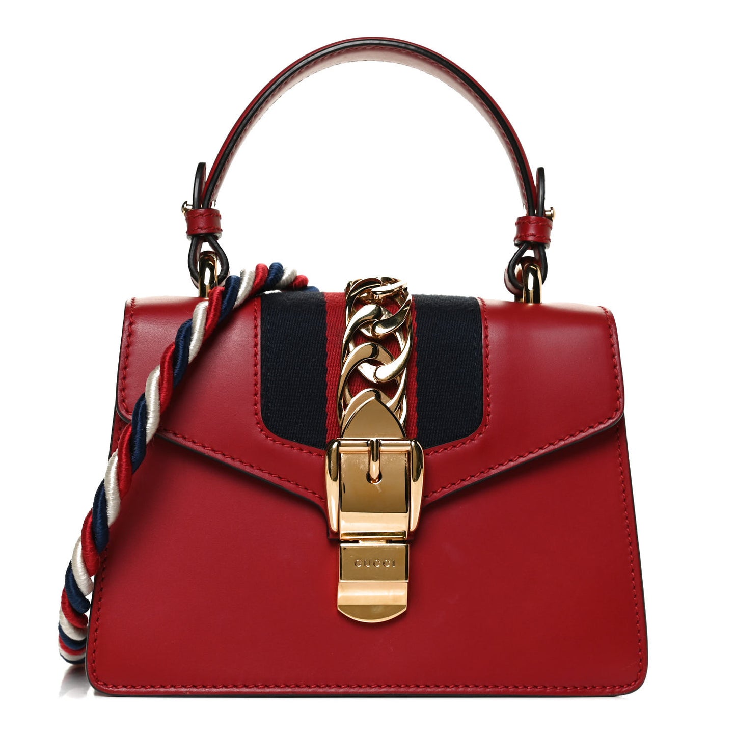 Calfskin Mini Sylvie Top Handle Bag Hibiscus Red