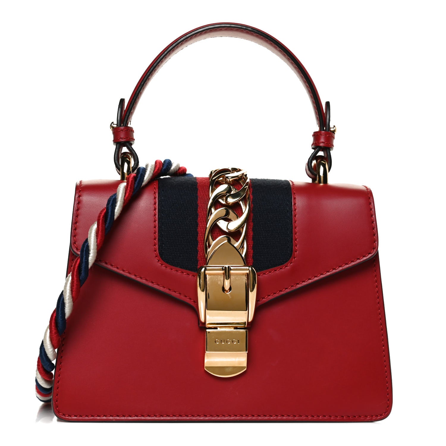 Gucci Calfskin Mini Sylvie Top Handle Bag Hibiscus Red 1 of 13