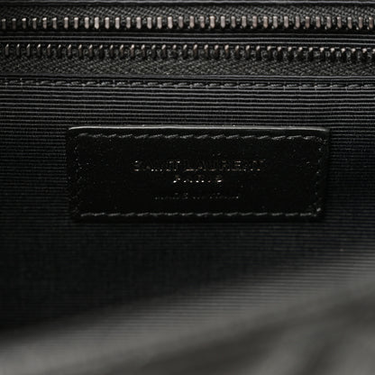 Saint Laurent Grain De Poudre Textured Mixed Matelasse Large Triquilt Monogram Monochrome Satchel Black 6 of 9
