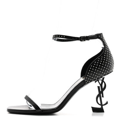 Saint Laurent Calfskin Studded Opyum Sandals 36.5 Black 1 of 10