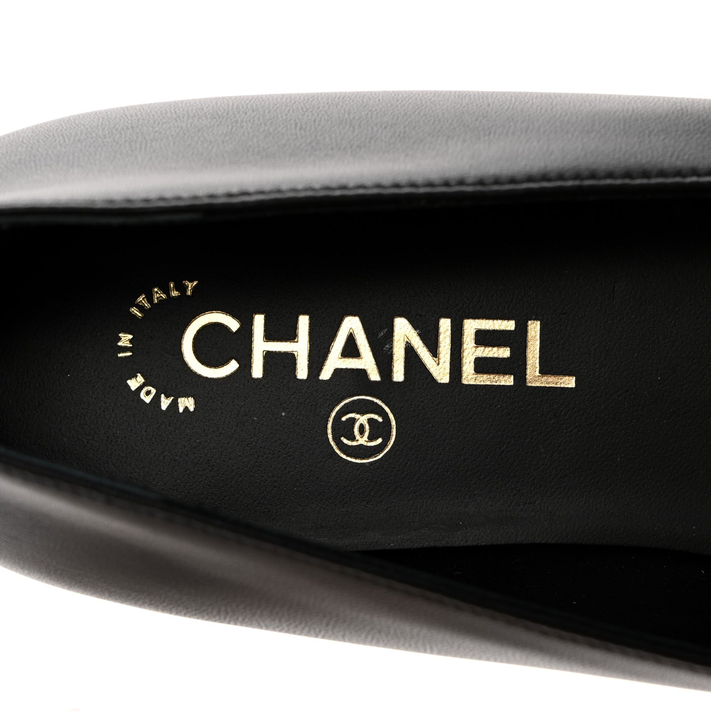 Lambskin Patent Cap Toe Camellia Ballerina Flats 41 Black