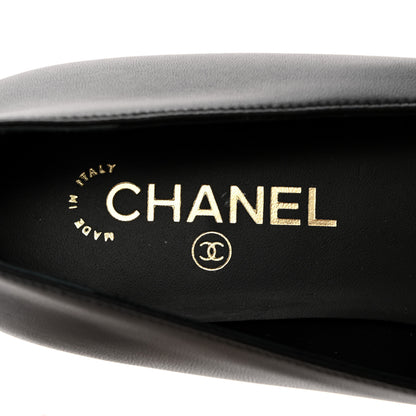 Chanel Lambskin Patent Cap Toe Camellia Ballerina Flats 41 Black 6 of 9
