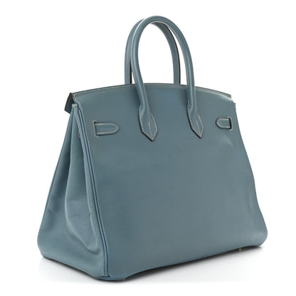 Hermes Courchevel Birkin 35 Blue Jean 3 of 11