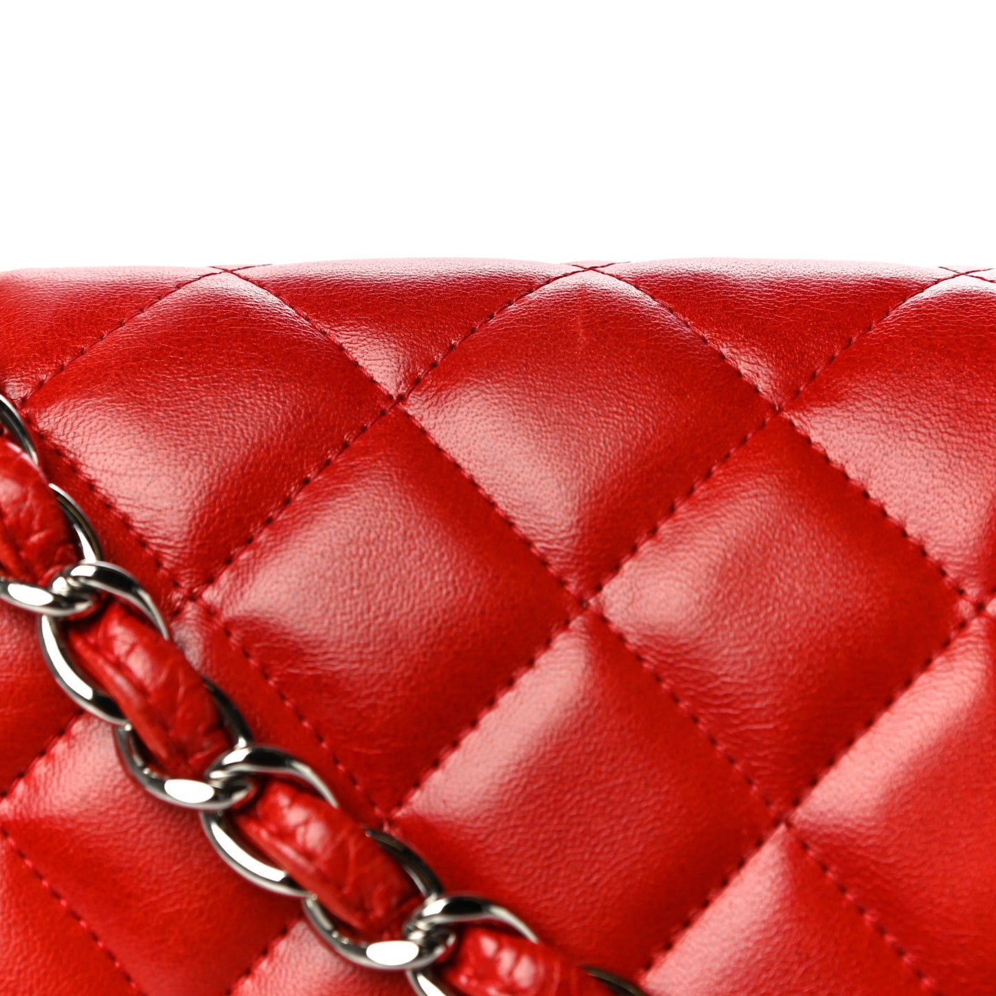Lambskin Quilted Jumbo Double Flap Red